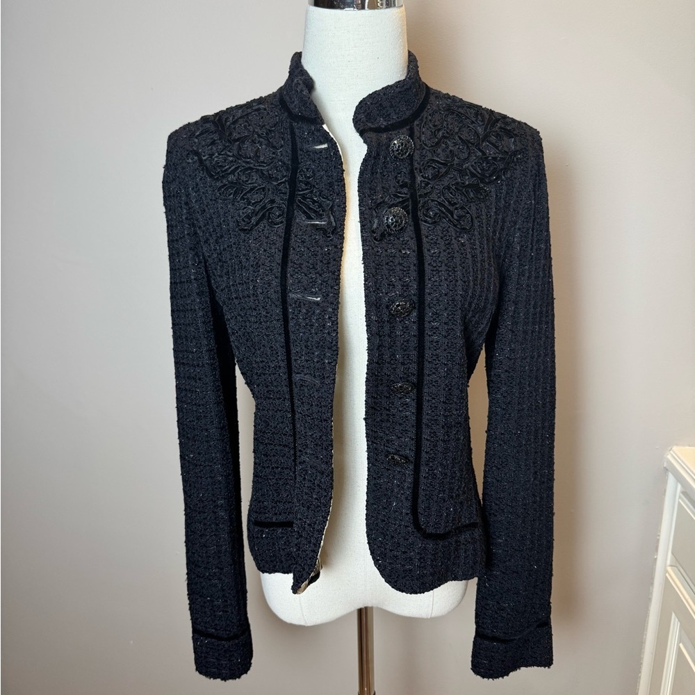 St. John Couture Black Embroidered Knit Jacket – Size 6 - Picture 10 of 10